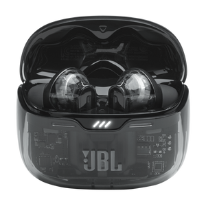 JBL Tune Beam Earbuds Ghost Black Case Open photo