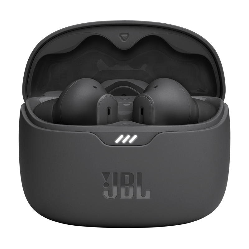 JBL Tune Beam Earbuds Black Case Open photo