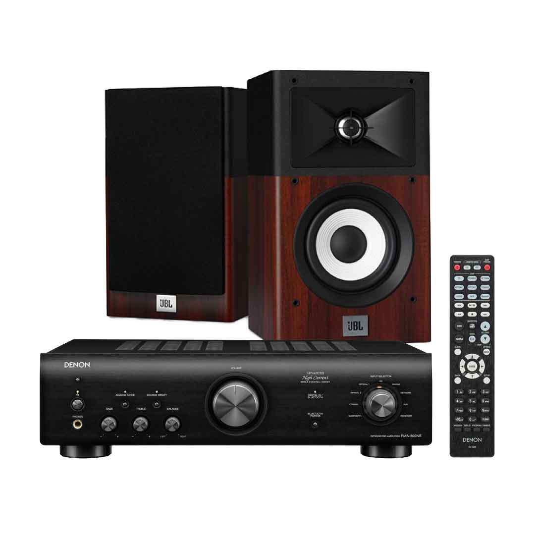 DENON PMA600 Stereo Amplifier + JBL Stage A120 Wood Bookshelf Speakers