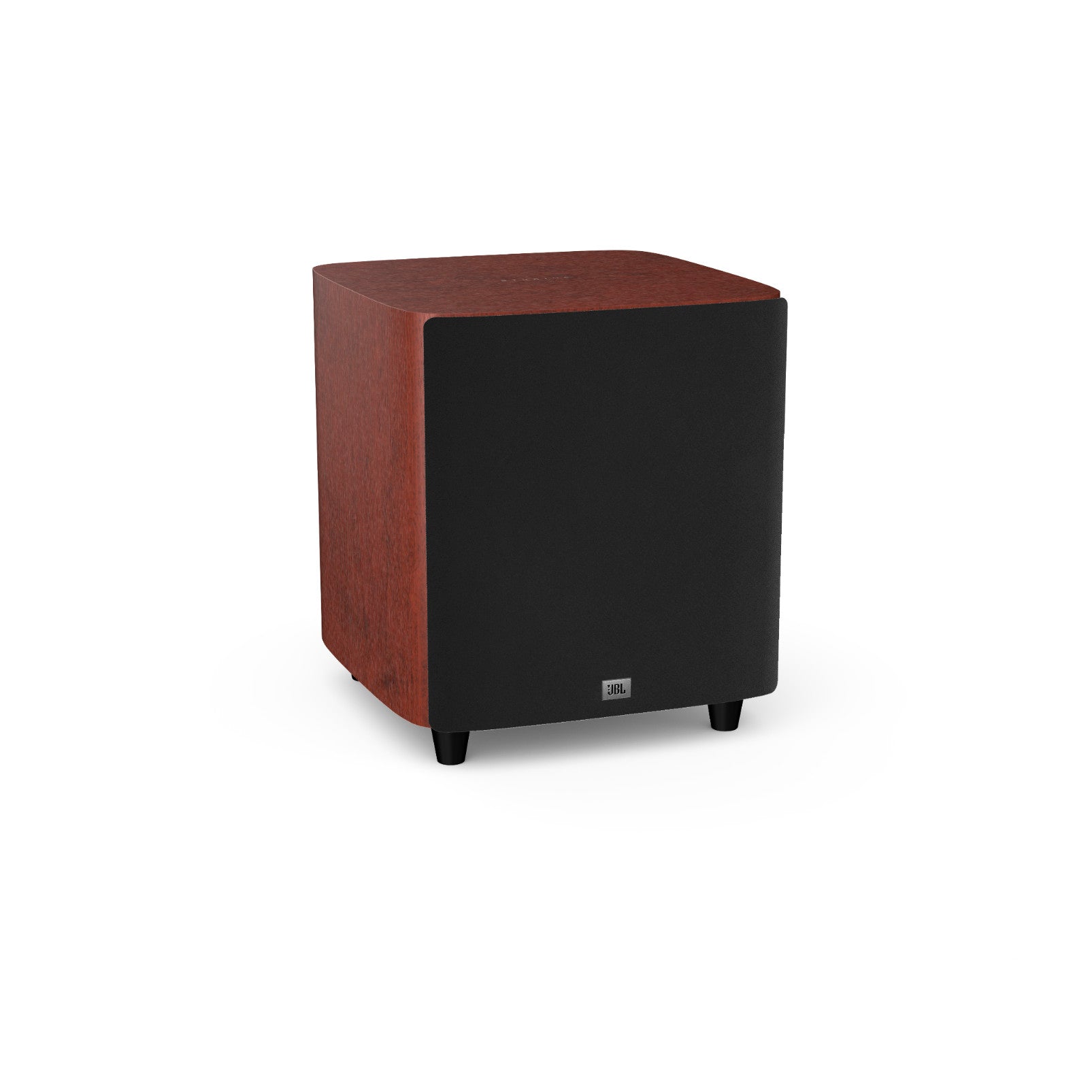 JBL Studio 660P Speaker in Wood color in side view with fabric photo
