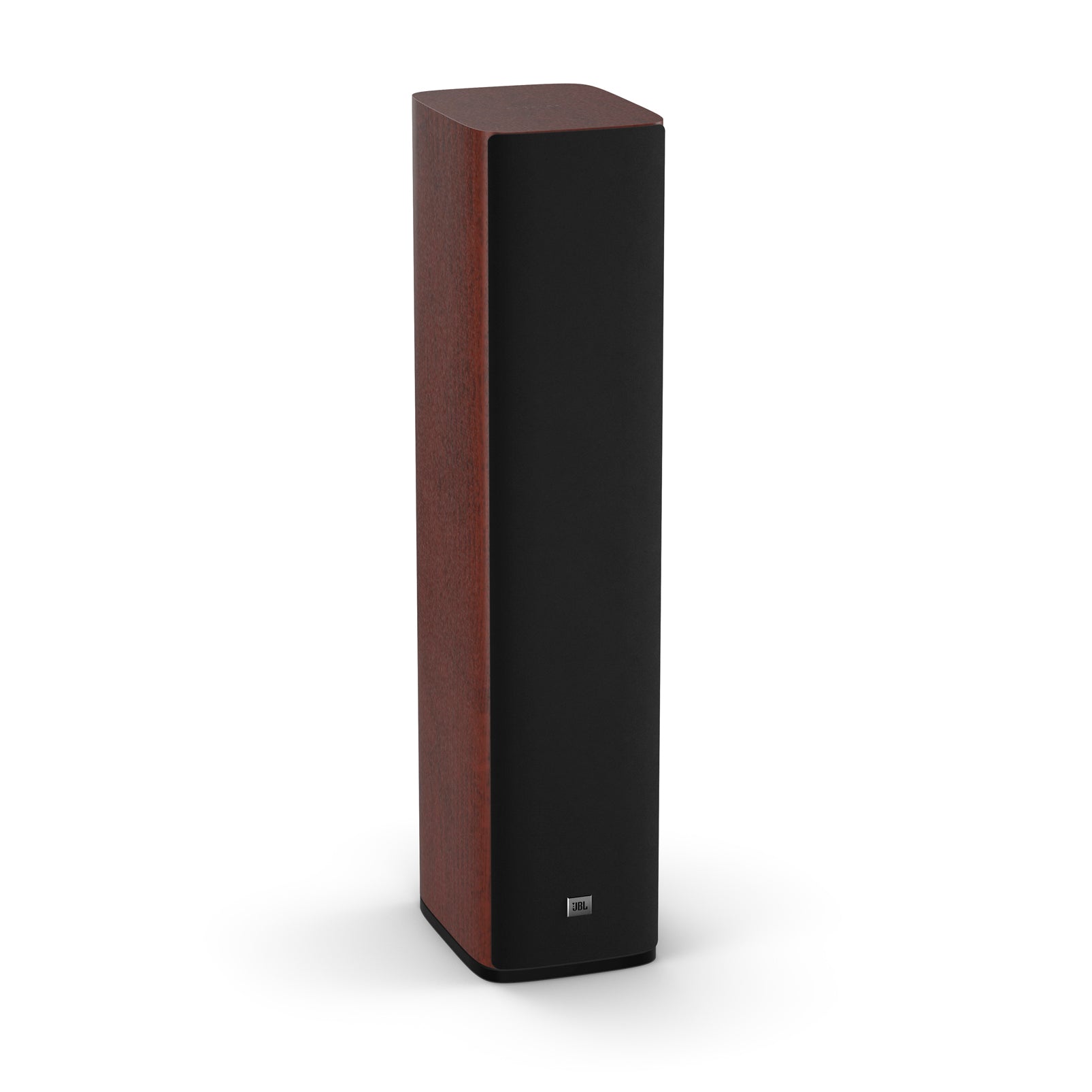JBL Studio 680 Speaker Red Wood in Side View with Fabric photo